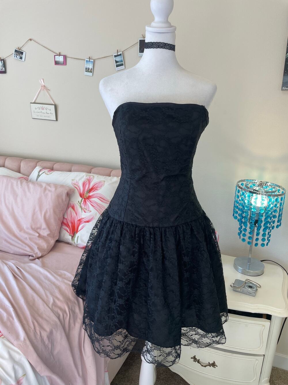byerwear too! black lace low waist  strapless dress
